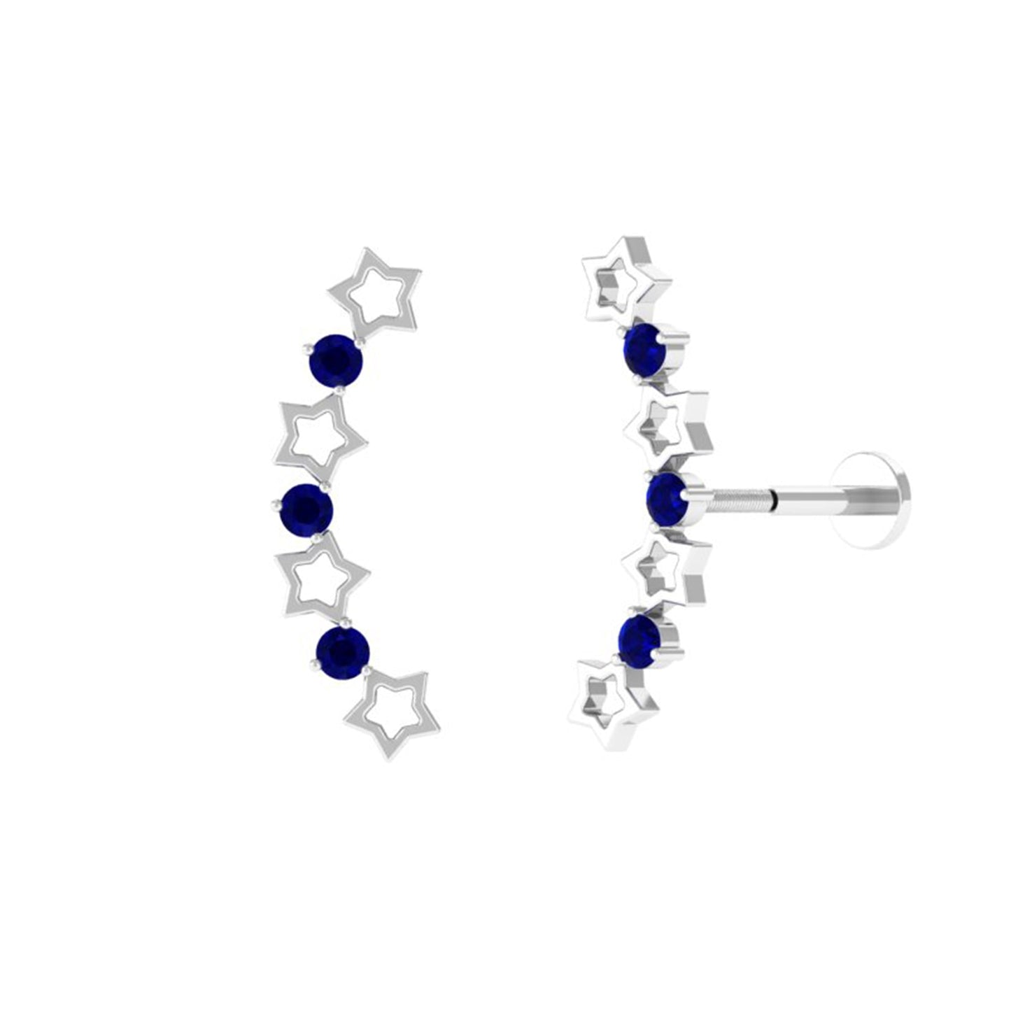 Natural Blue Sapphire Celestial Climber Earring