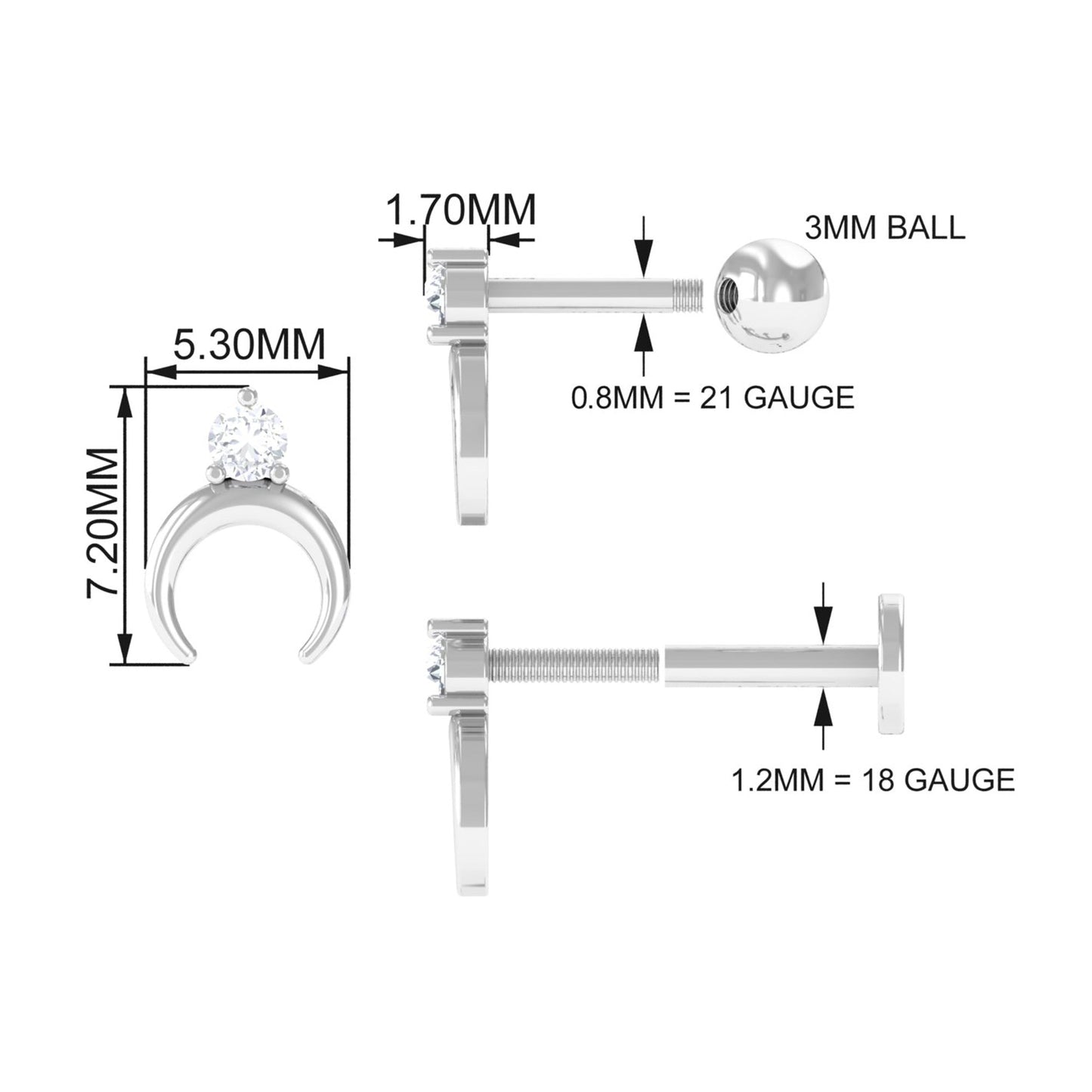Diamond Minimalist Earring for Helix Piercing