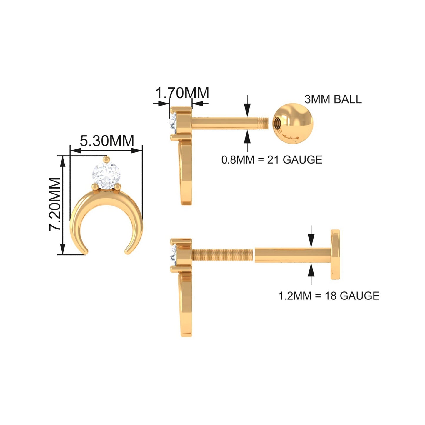 Diamond Minimalist Earring for Helix Piercing