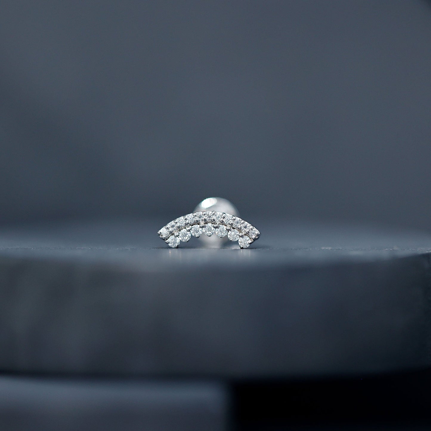 Certified Moissanite Curved Earring for Cartilage Piercing
