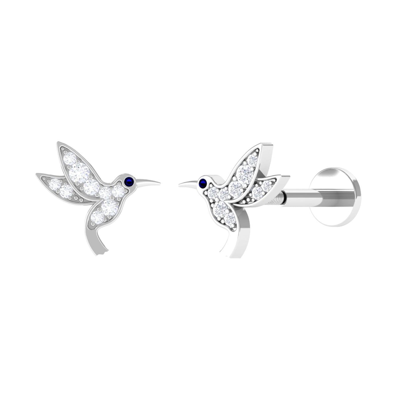 Diamond Hummingbird Earring for Helix Piercing