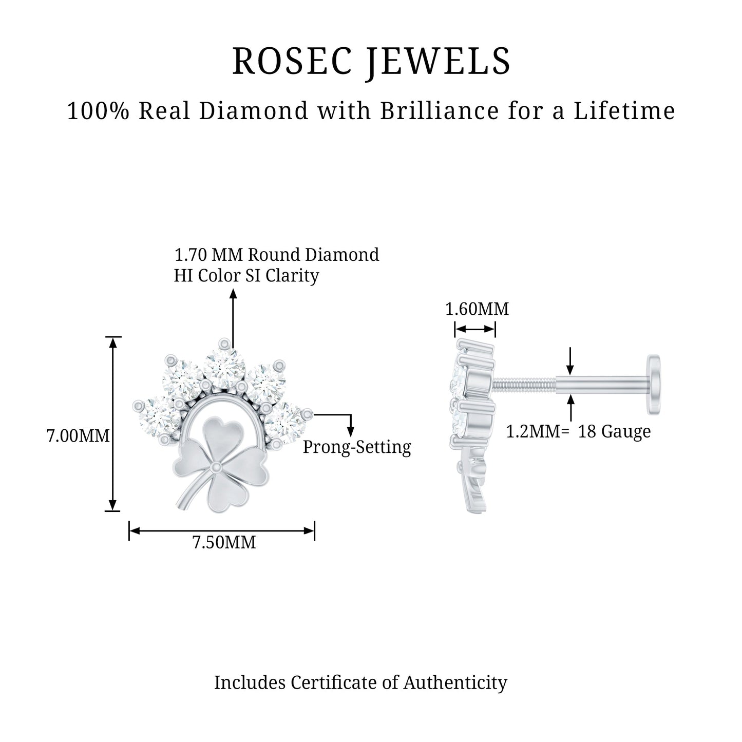 Diamond Four Leaf Clover Earring