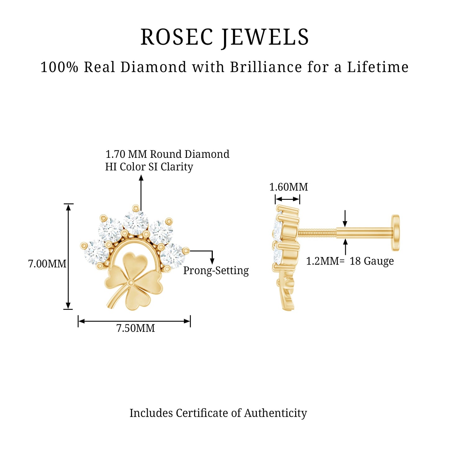 Diamond Four Leaf Clover Earring