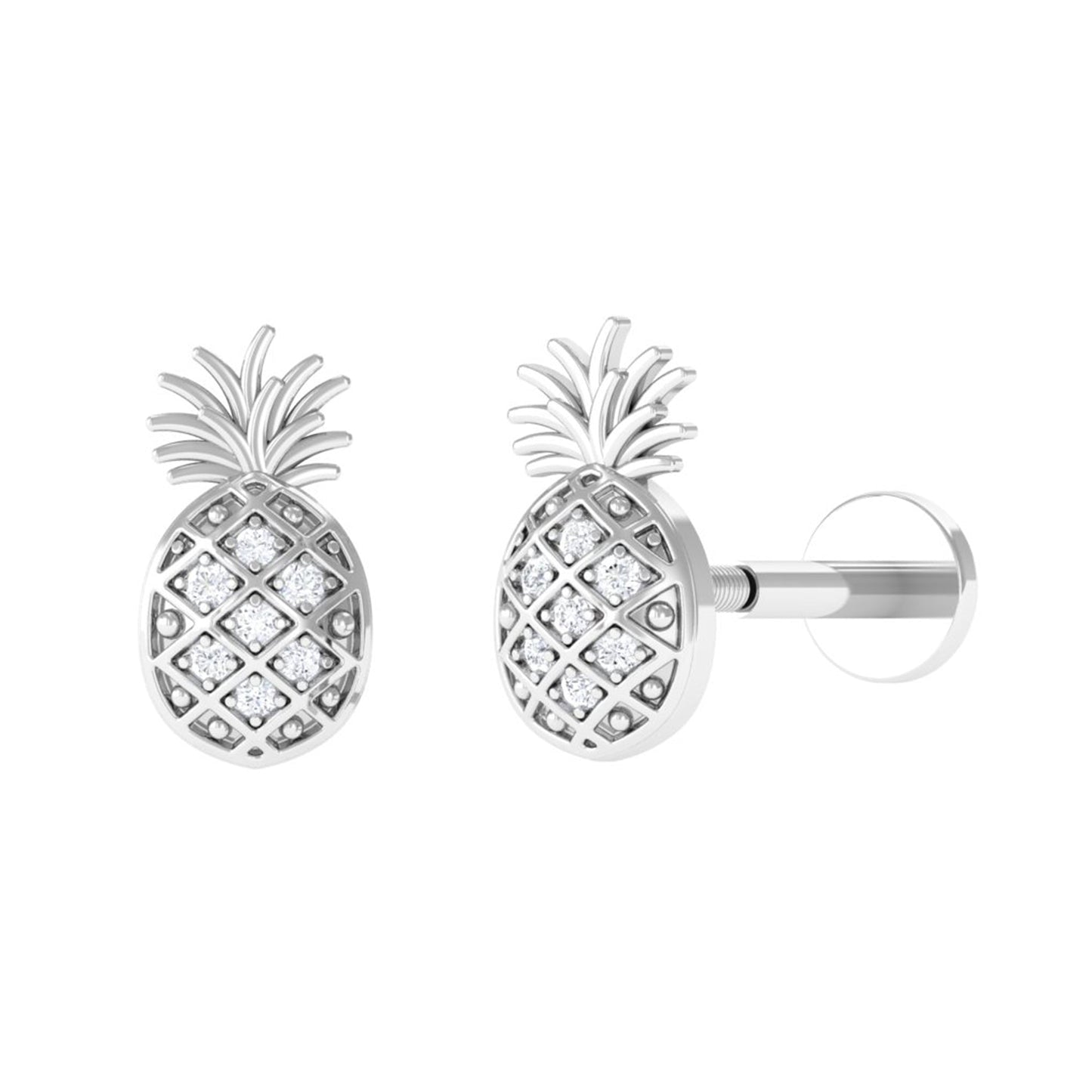 Diamond Pineapple Earring for Cartilage Piercing