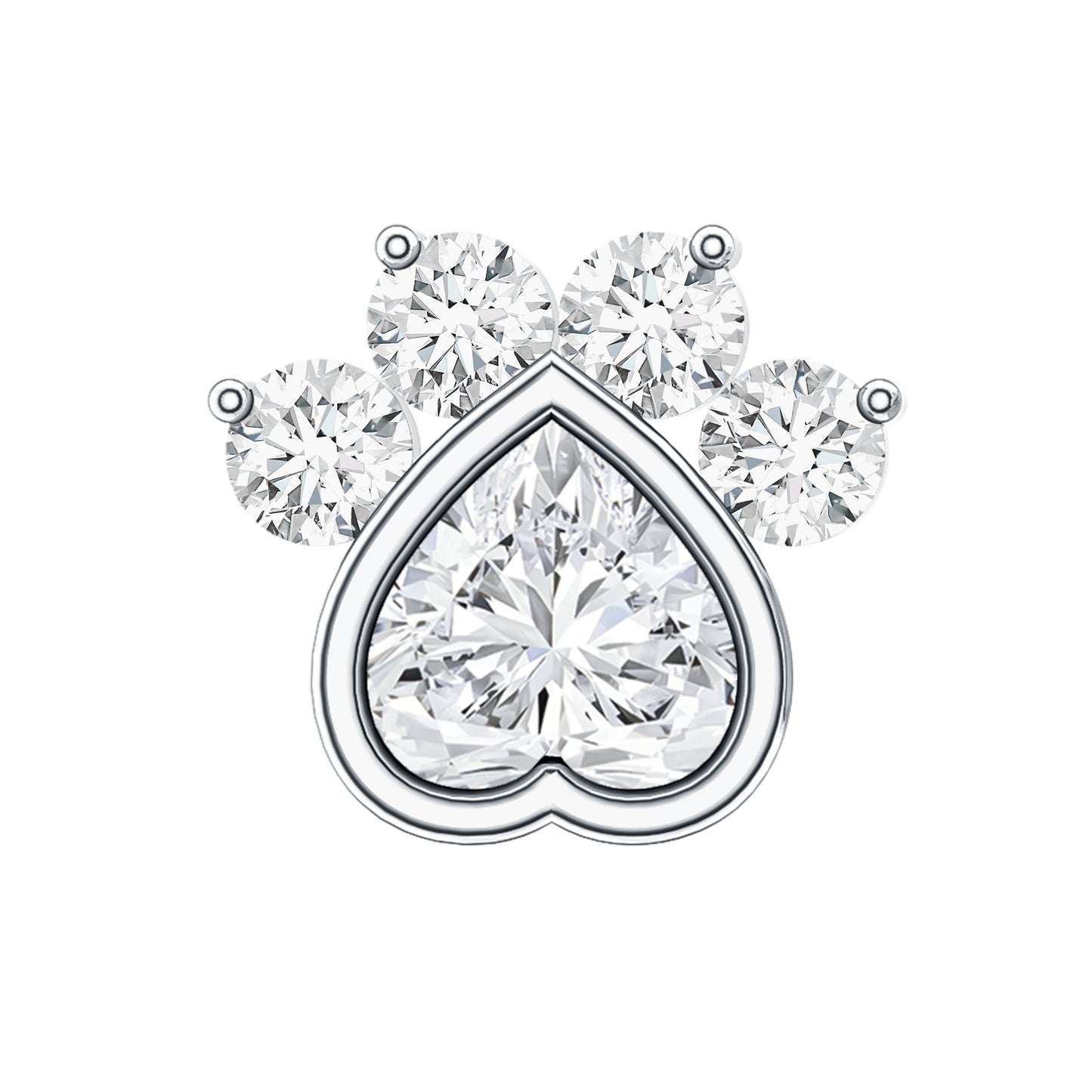 Round and Heart Shape Moissanite Paw Helix Earring