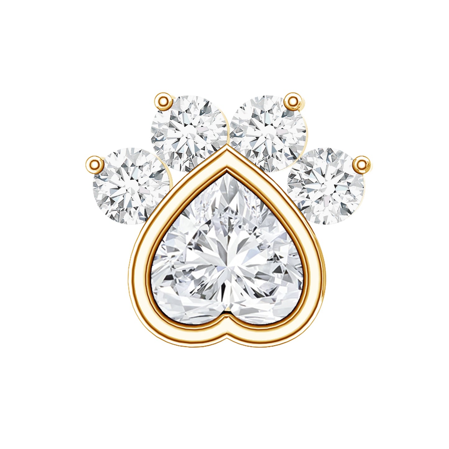 Round and Heart Shape Moissanite Paw Helix Earring
