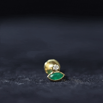 Marquise Cut Lab Grown Emerald Helix Earring with Certificate