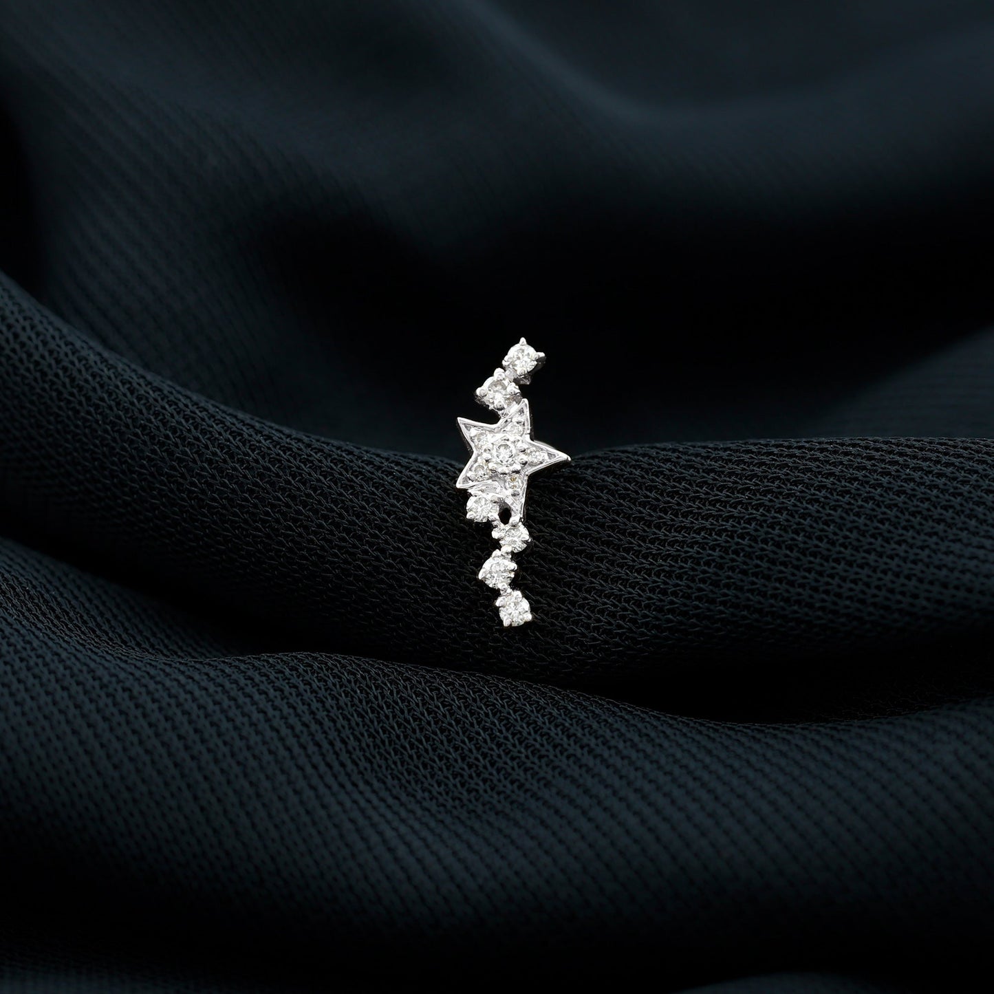 Certified Diamond Star Crawler Earring for Helix Piercing
