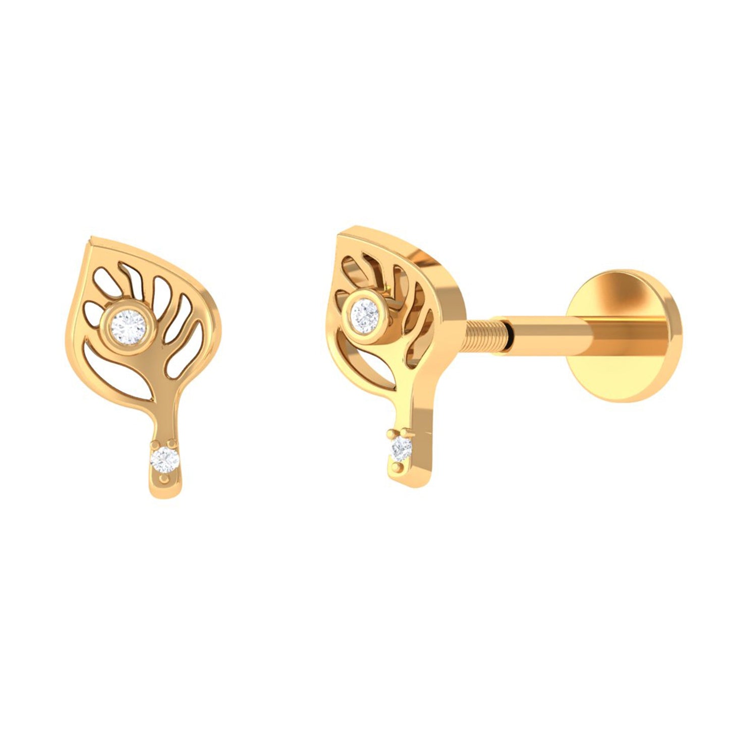 Diamond Leaf Helix Earring