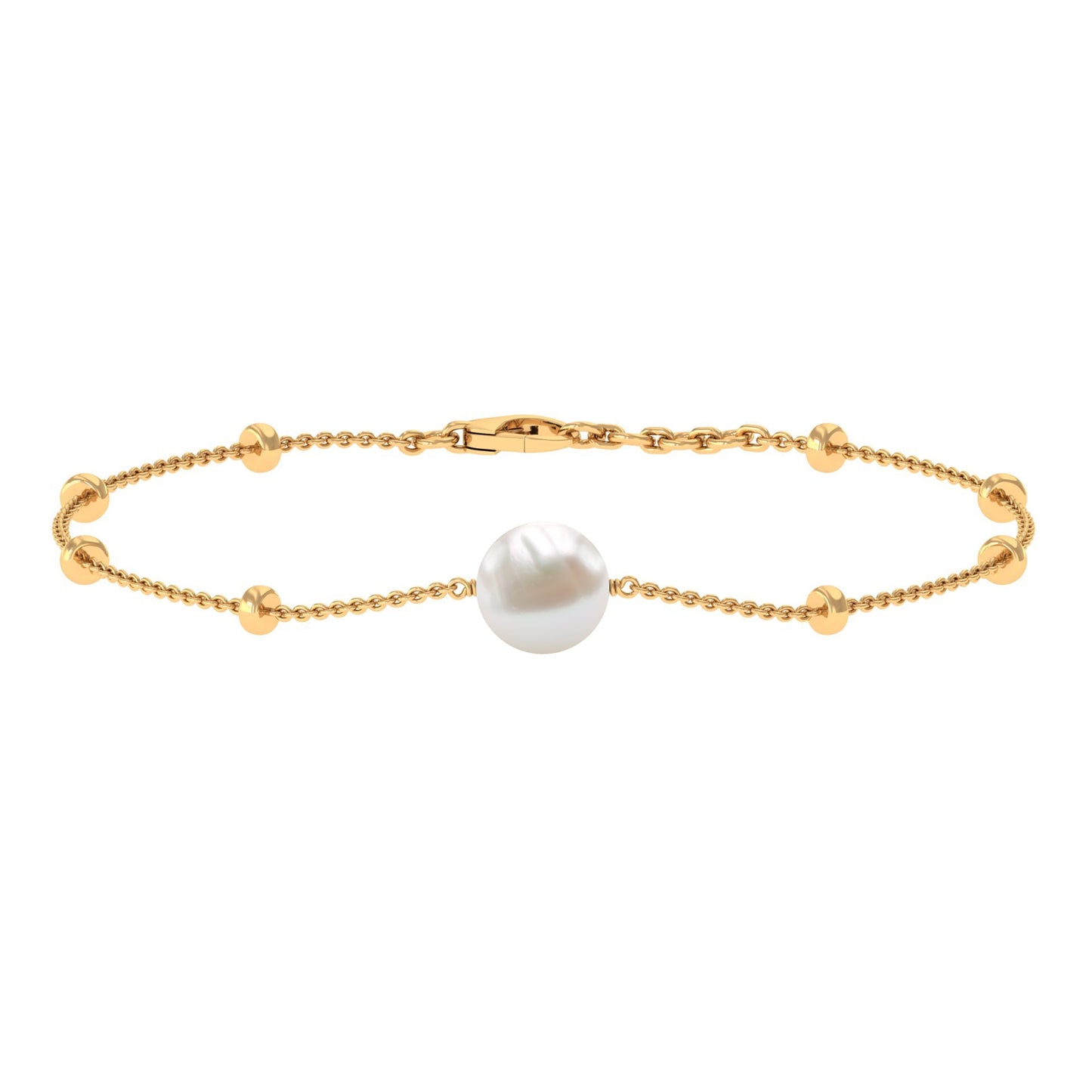 Cultured 7.48 Carat Freshwater Pearl Chain Bracelet