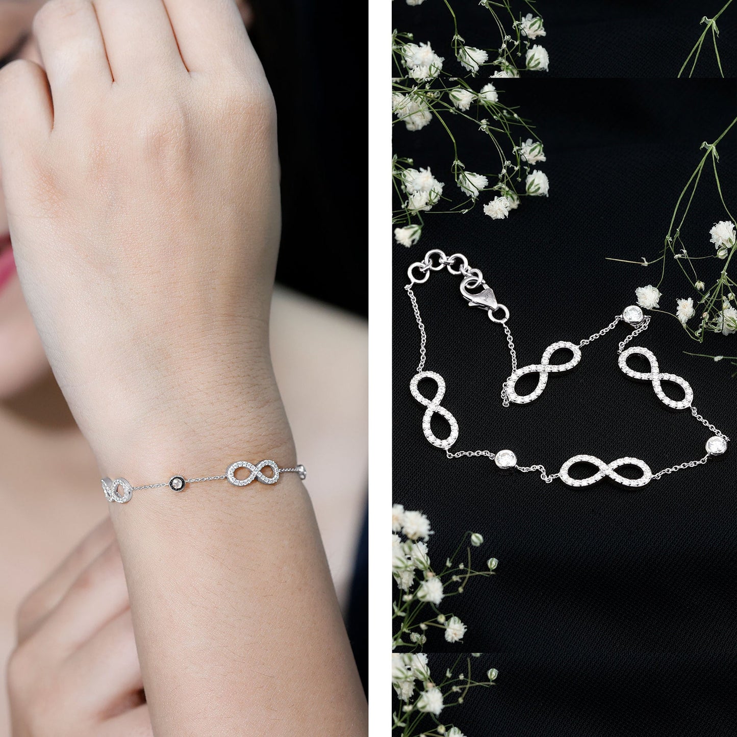 Certified Moissanite Infinity Chain Bracelet