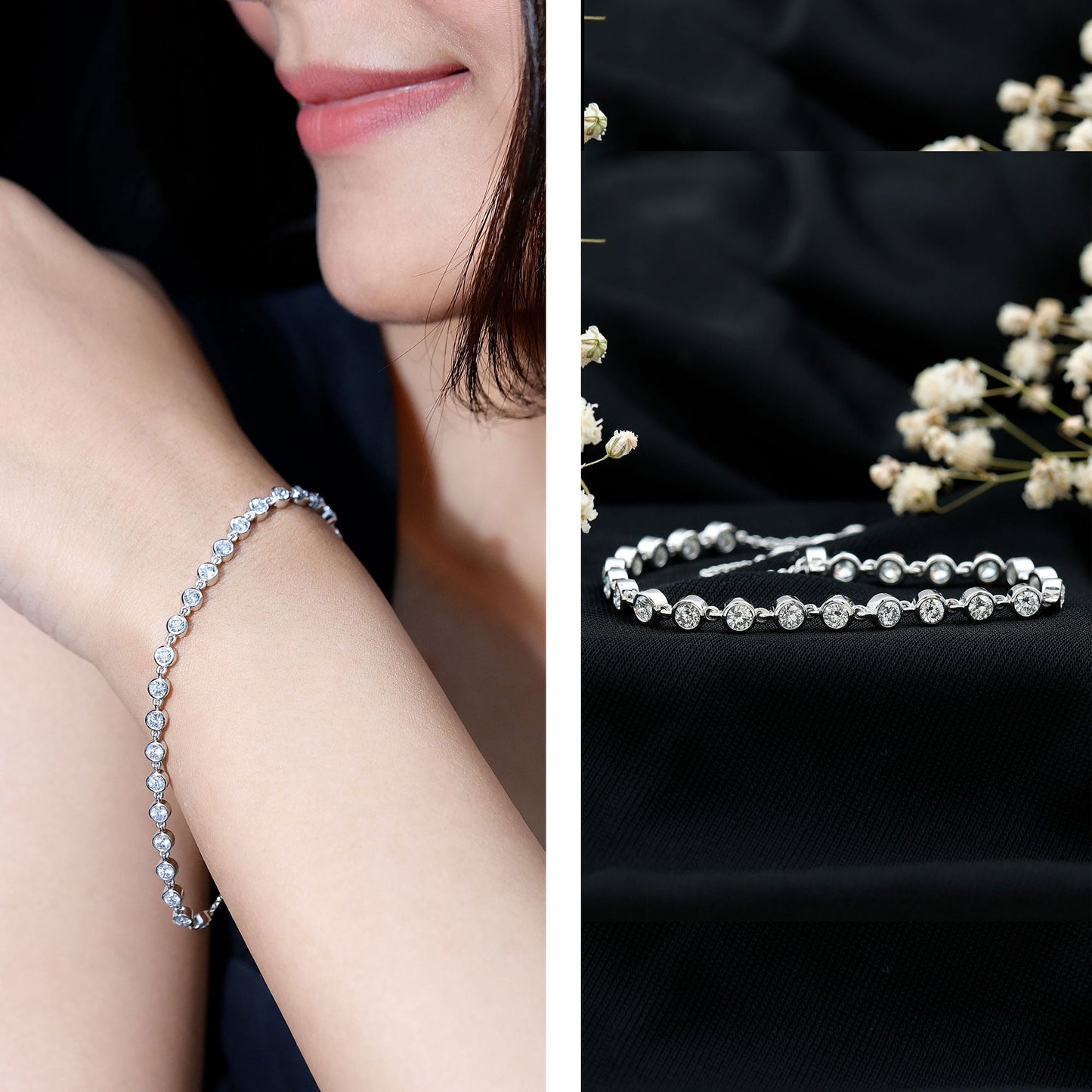 Certified Lab Grown Bezel Set Diamond Eternity Chain Bracelet