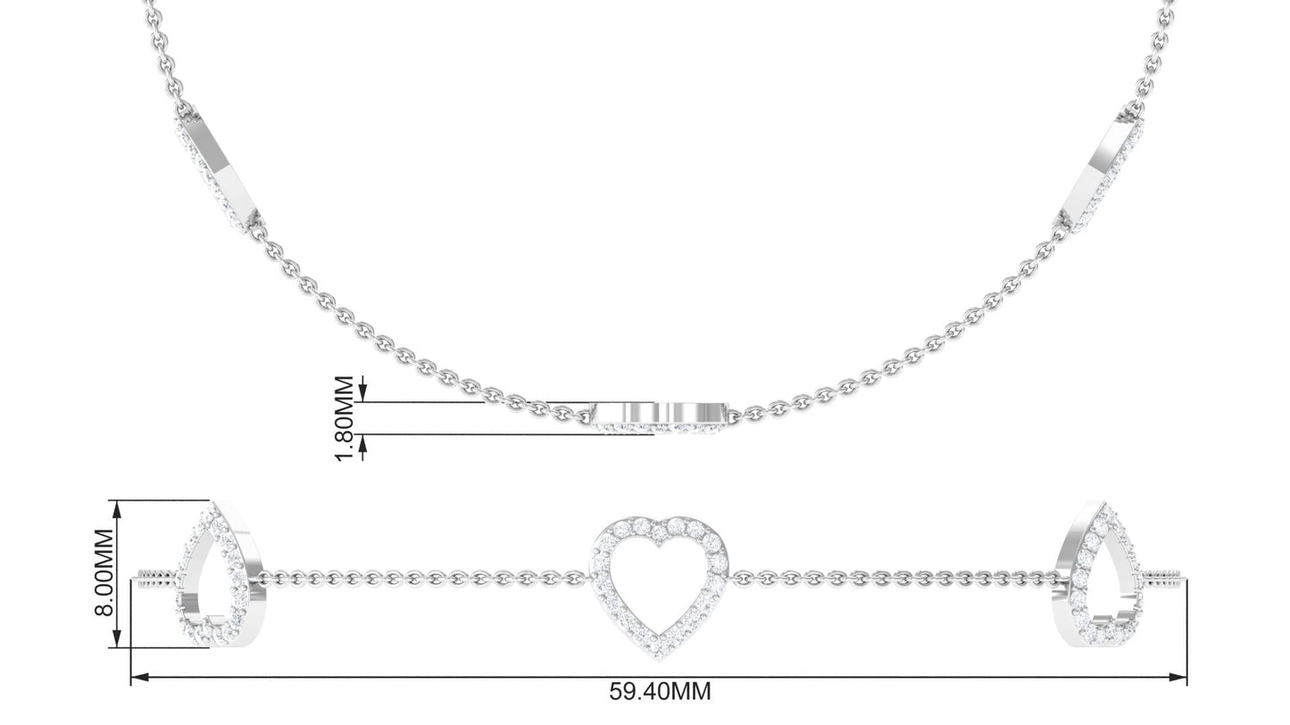 Certified Diamond Heart Chain Bracelet in Prong Setting
