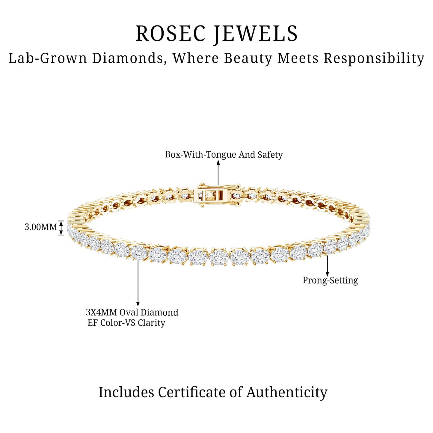 East West Oval Lab Grown Diamond Tennis Bracelet