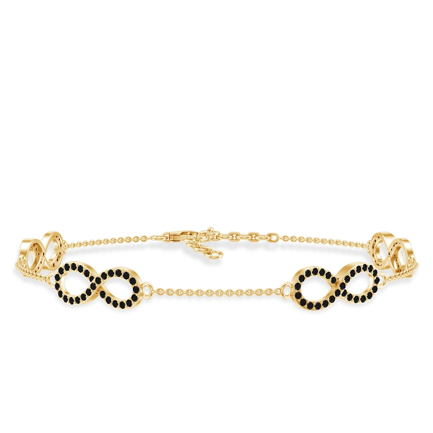 Certified Lab Grown Black Diamond Infinity Chain Bracelet