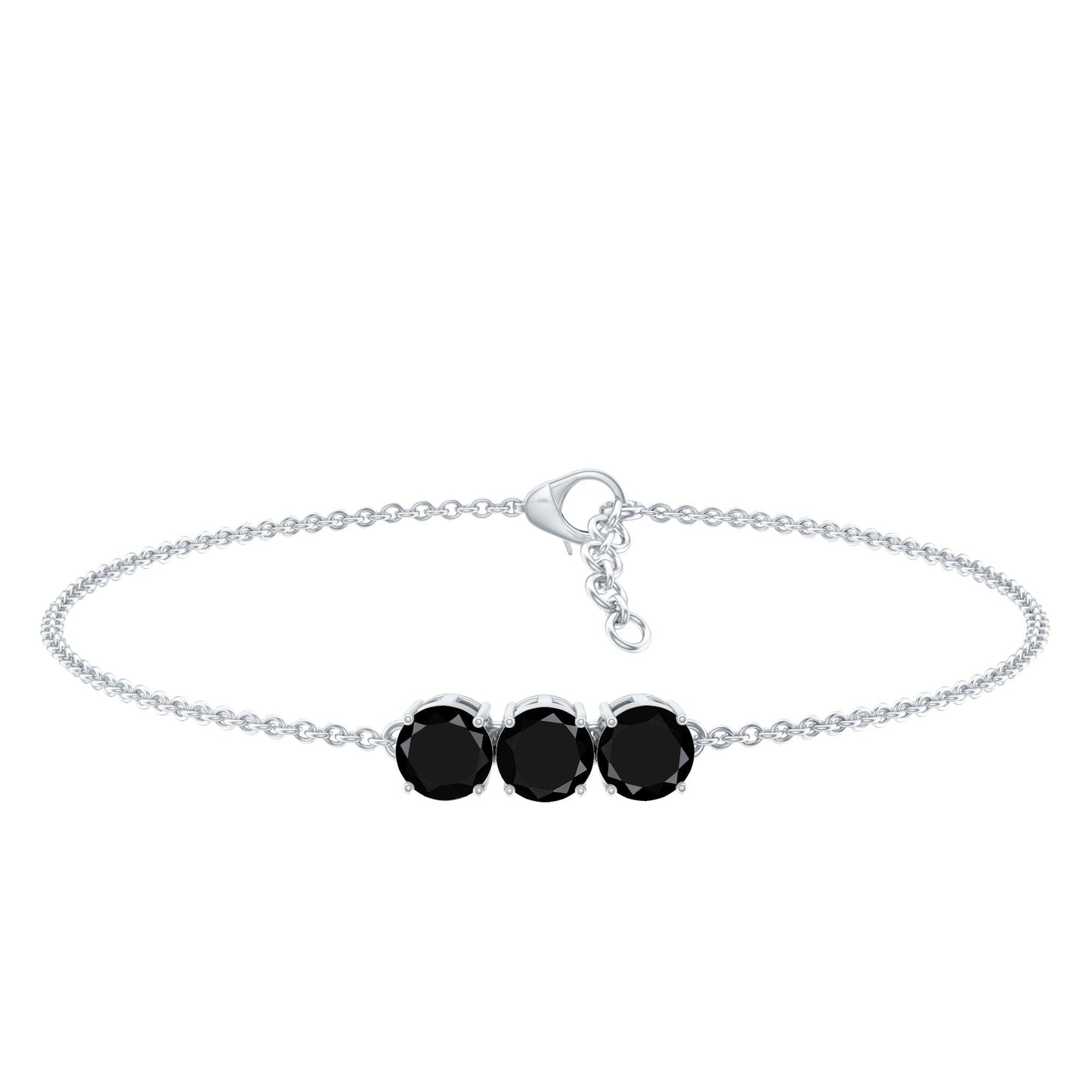 Black Onyx Three Stone Chain Bracelet with Certificate
