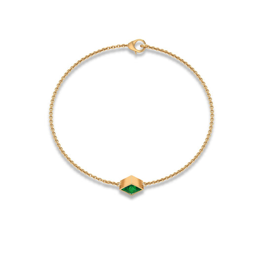0.36 Carat Princess Cut Real Emerald Birthstone Bracelet with Certificate