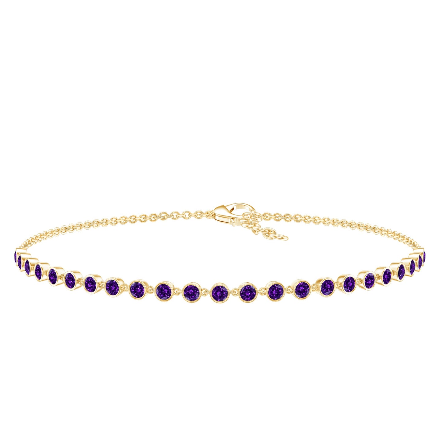 Minimalist Bezel Set Amethyst Chain Bracelet
