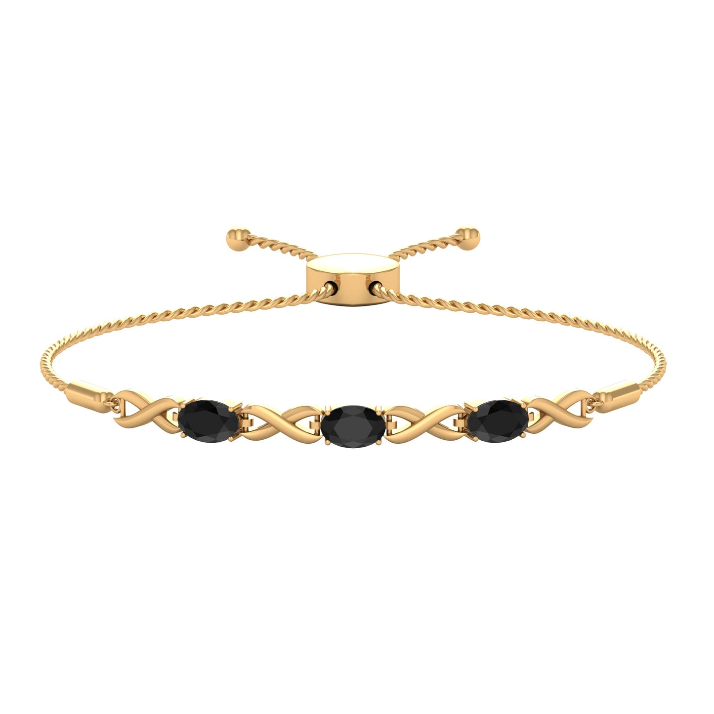 Natural Black Onyx Infinity Bolo Bracelet for Women