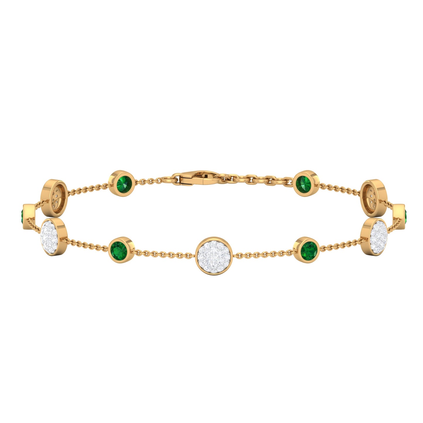 Genuine Emerald and Diamond Station Bracelet with Certificate