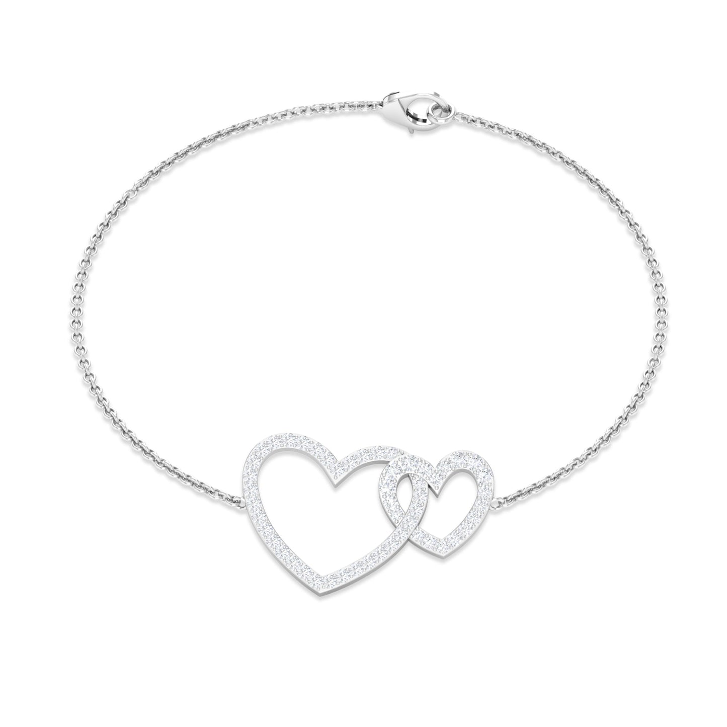 Natural Diamond Two Heart Bracelet for Women