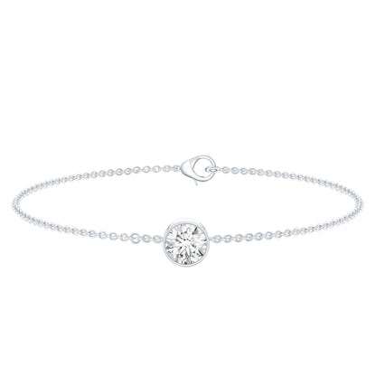 Bezel Set 1.3 Carat CZ Diamond Solitaire Chain Bracelet