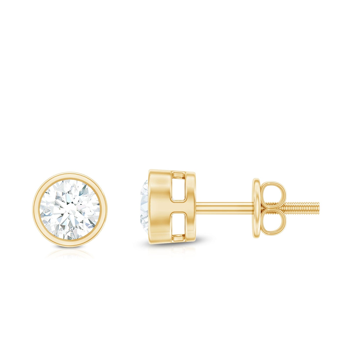 Dainty Moissanite Solitaire Stud Earrings in Bezel Setting
