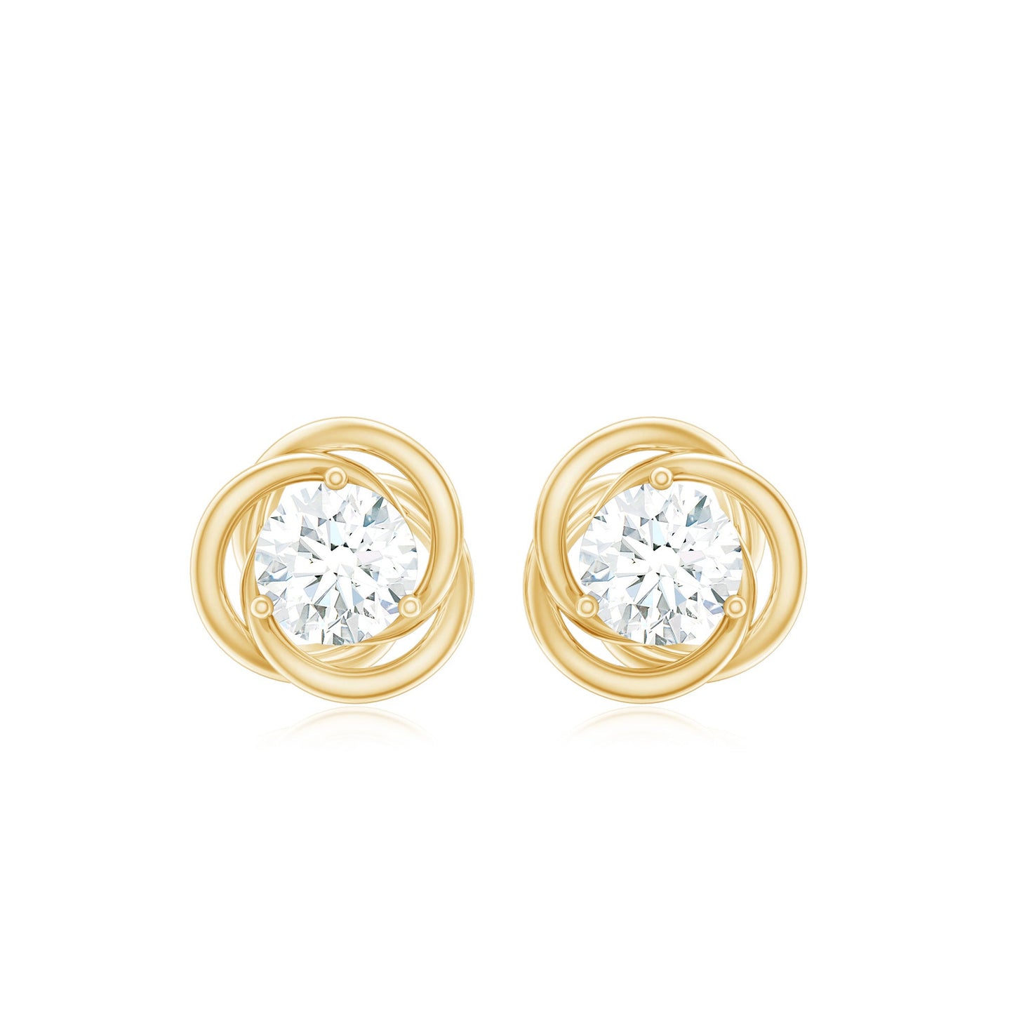 Real Diamond Swirl Stud Earrings for Women