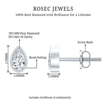 Bezel Set Diamond Tiny Stud Earrings