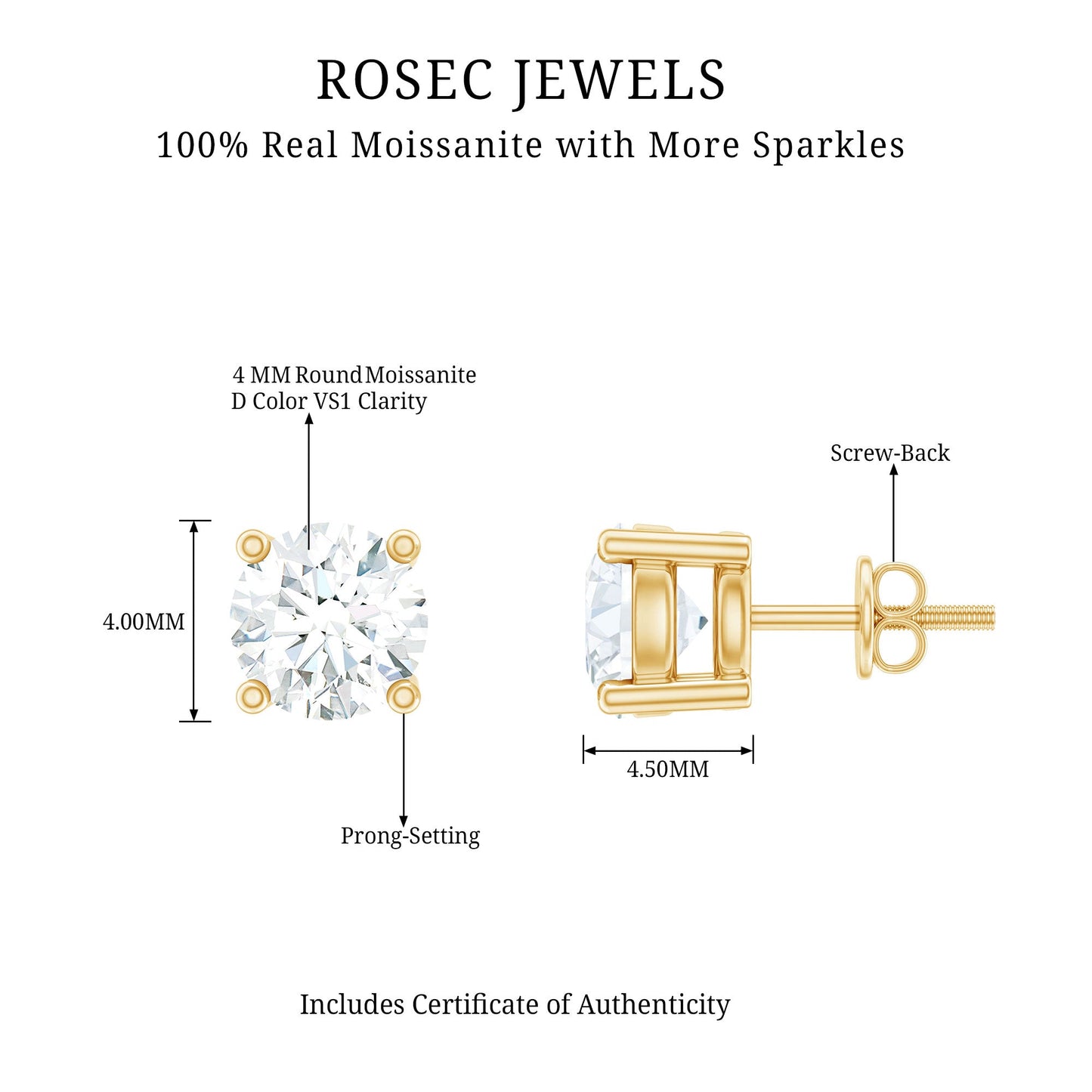 Brilliant Cut Diamond Stud Earrings in Prong Setting