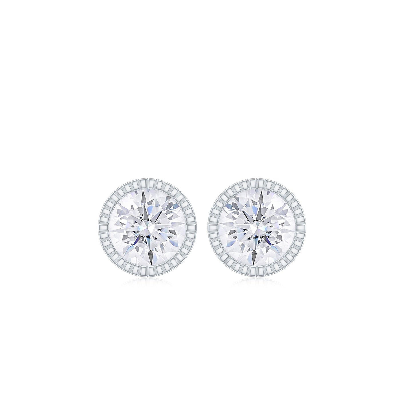 Round Diamond Solitaire Stud Earrings in Bezel Setting