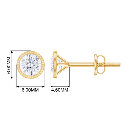 Round Diamond Solitaire Stud Earrings in Bezel Setting