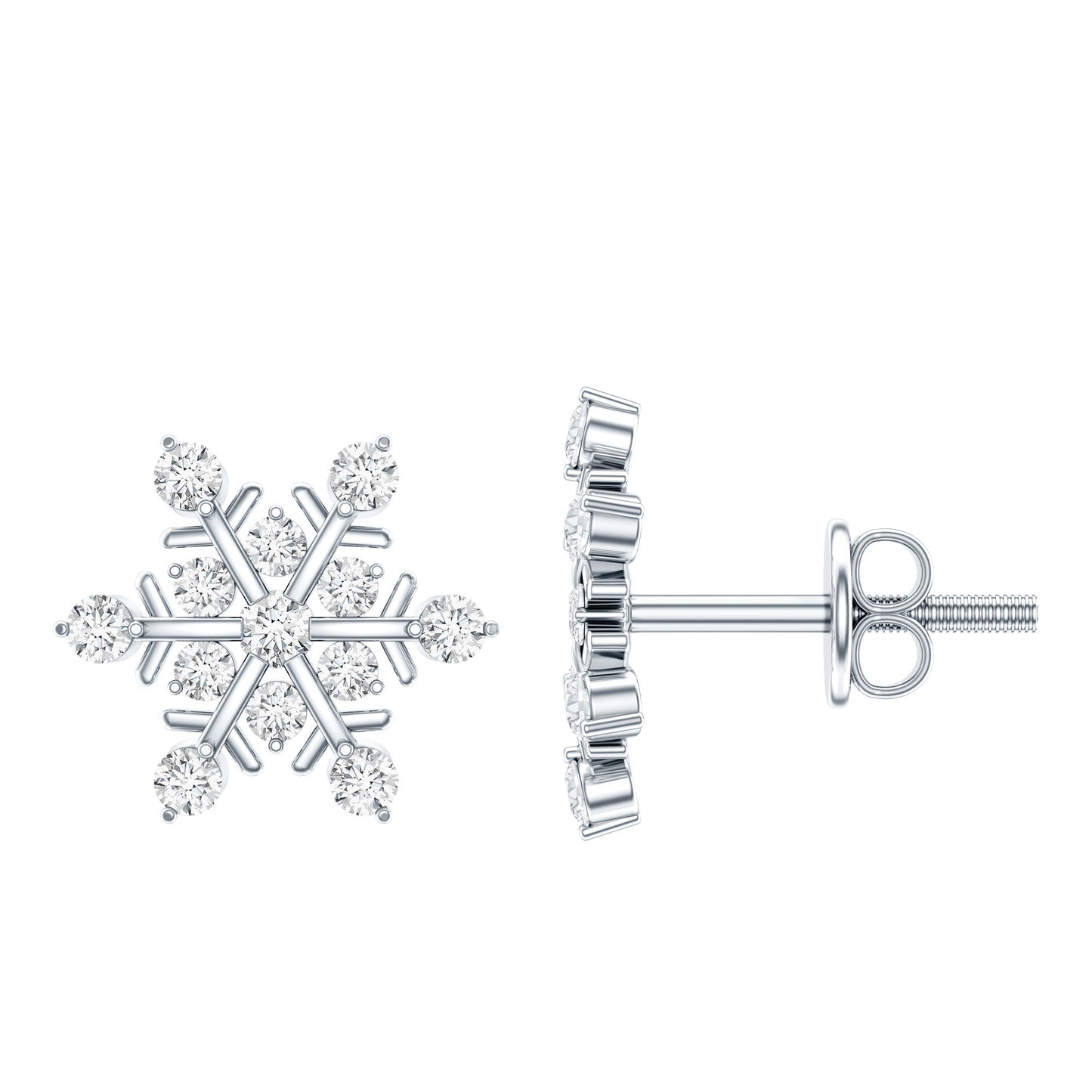 Moissanite Snowflake Stud Earrings for Her
