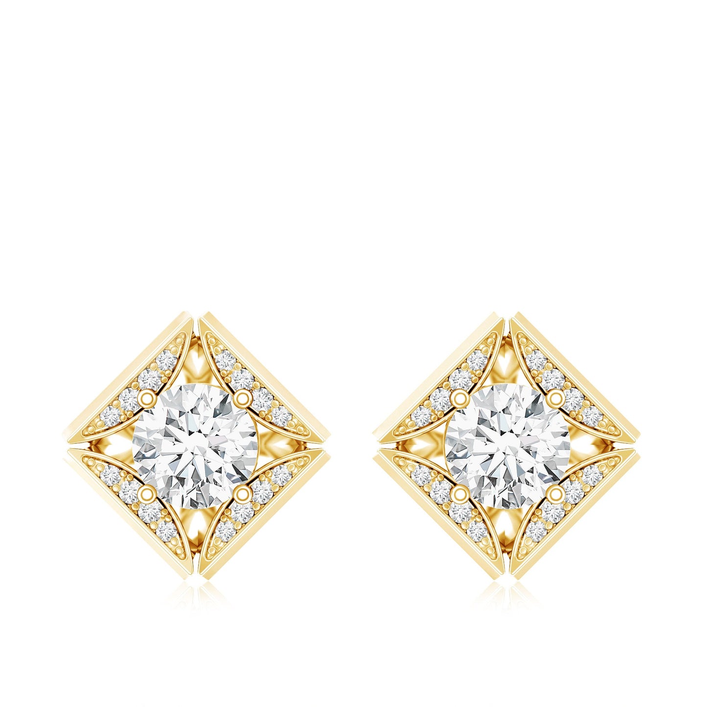 Classic Lab Grown Diamond Stud Earrings With Screw Back