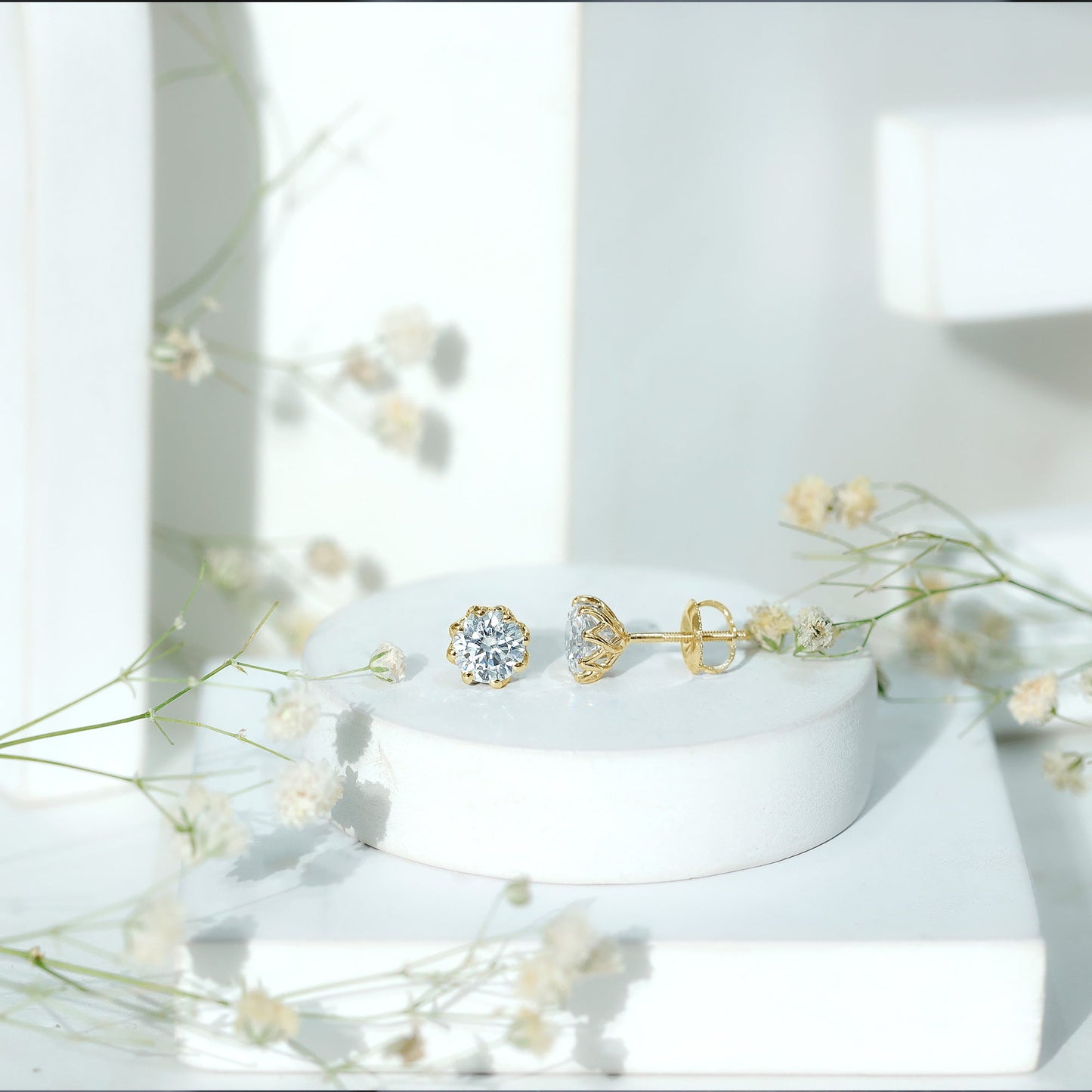 1.9 Carat Certified Lab Grown Diamond Solitaire Stud Earrings