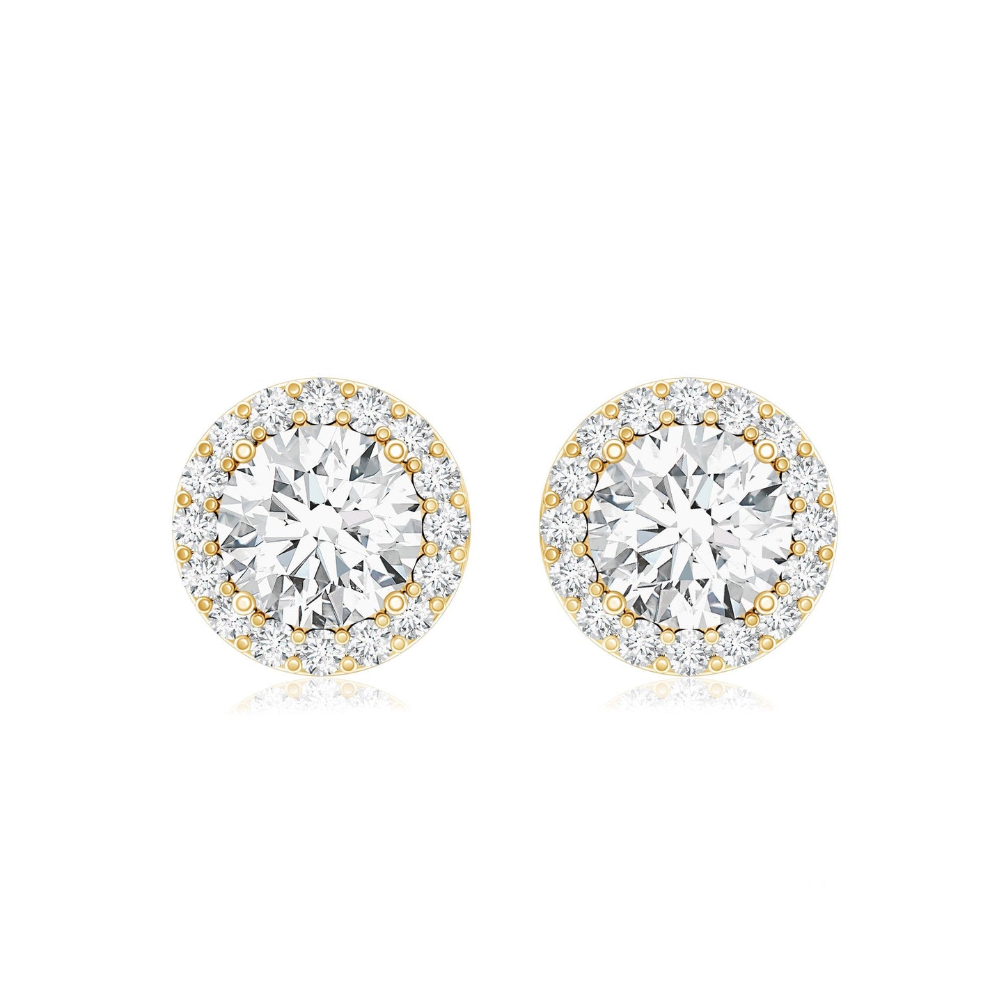 0.9 Carat Round Lab Grown Diamond Halo Stud Earrings With Screw Back