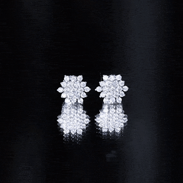 Certified Lab Grown Diamond Flower Statement Earrings