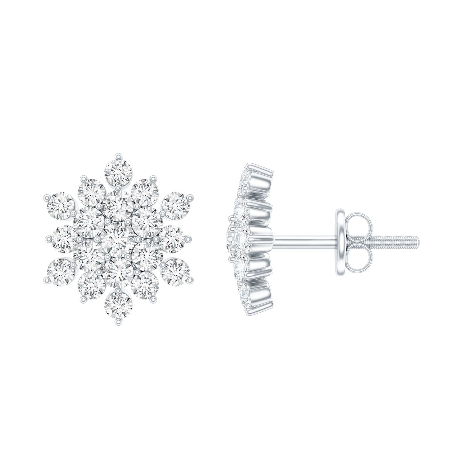 Certified Lab Grown Diamond Flower Statement Earrings