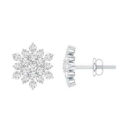 Certified Lab Grown Diamond Flower Statement Earrings