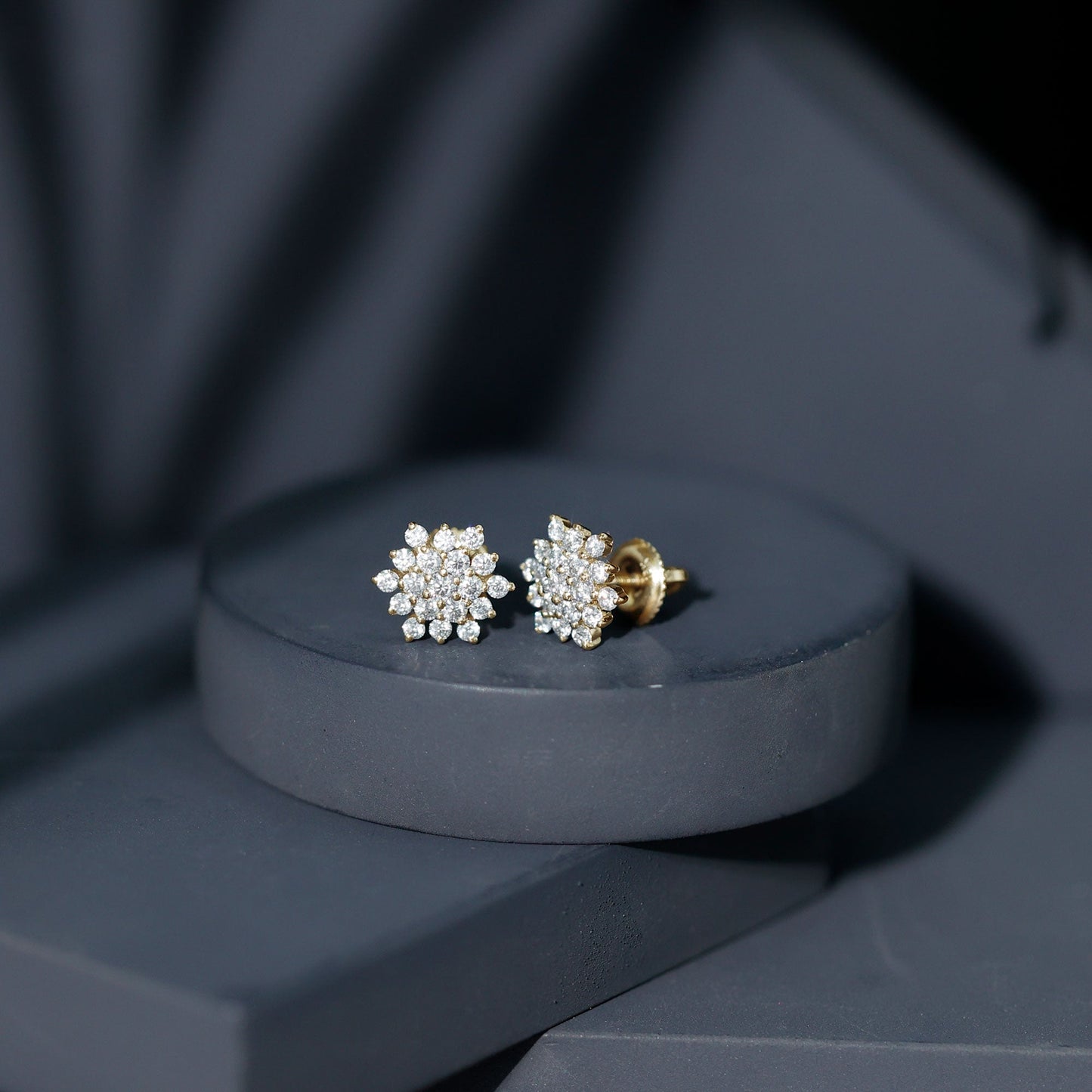 Certified Lab Grown Diamond Flower Statement Earrings
