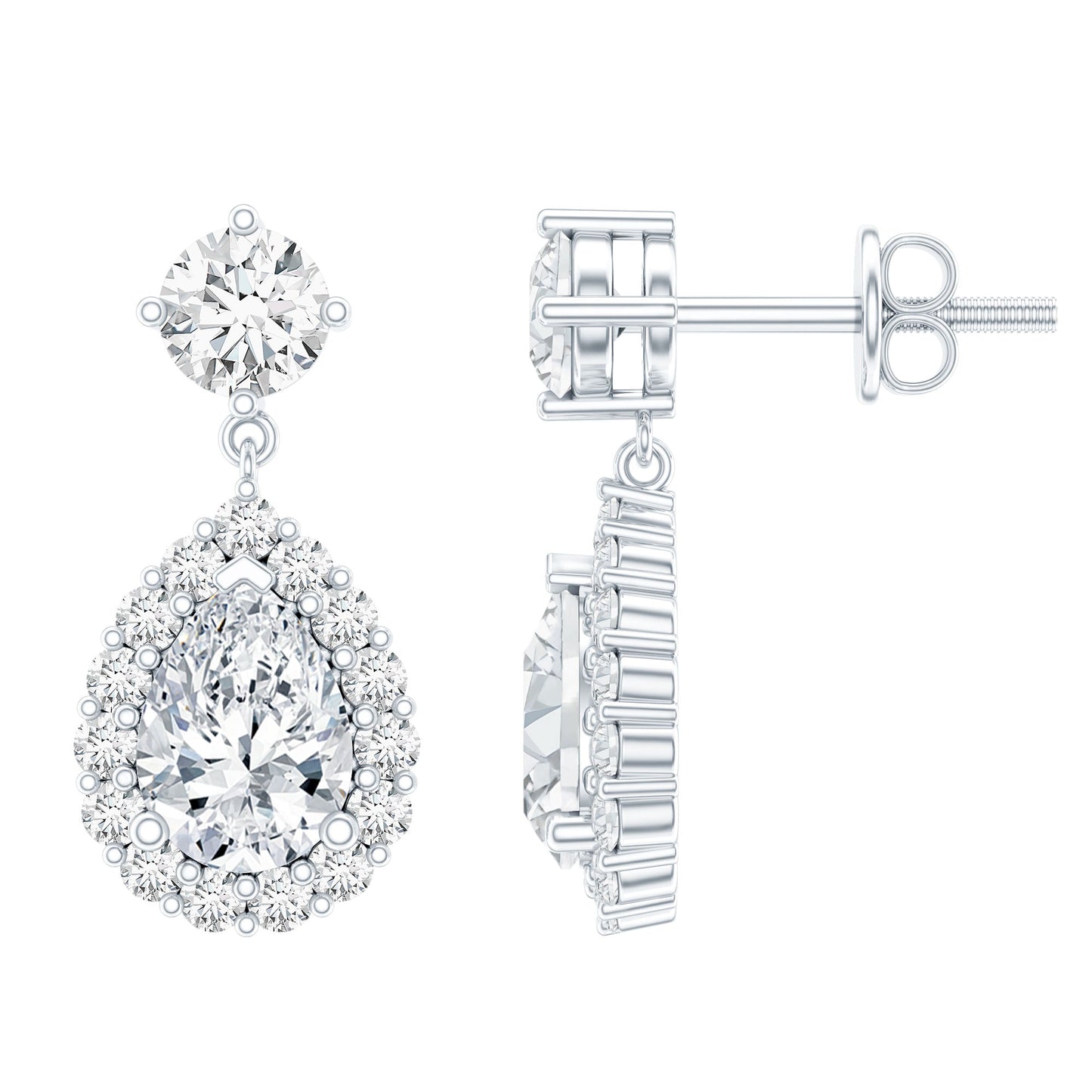Lab 1.3 Carat Pear Shaped Diamond Bridal Drop Earrings
