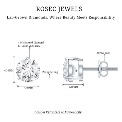 Certified Lab Grown Diamond Solitaire Earrings