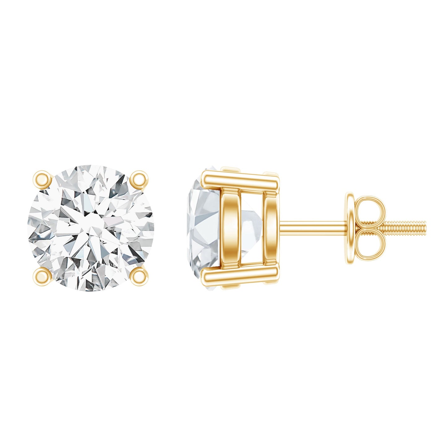 IGI Certified 2 Carat Round Lab Grown Diamond Stud Earrings with Screw Backs
