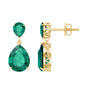 Lab Grown Emerald Teardrop Statement Earrings With Certificate
