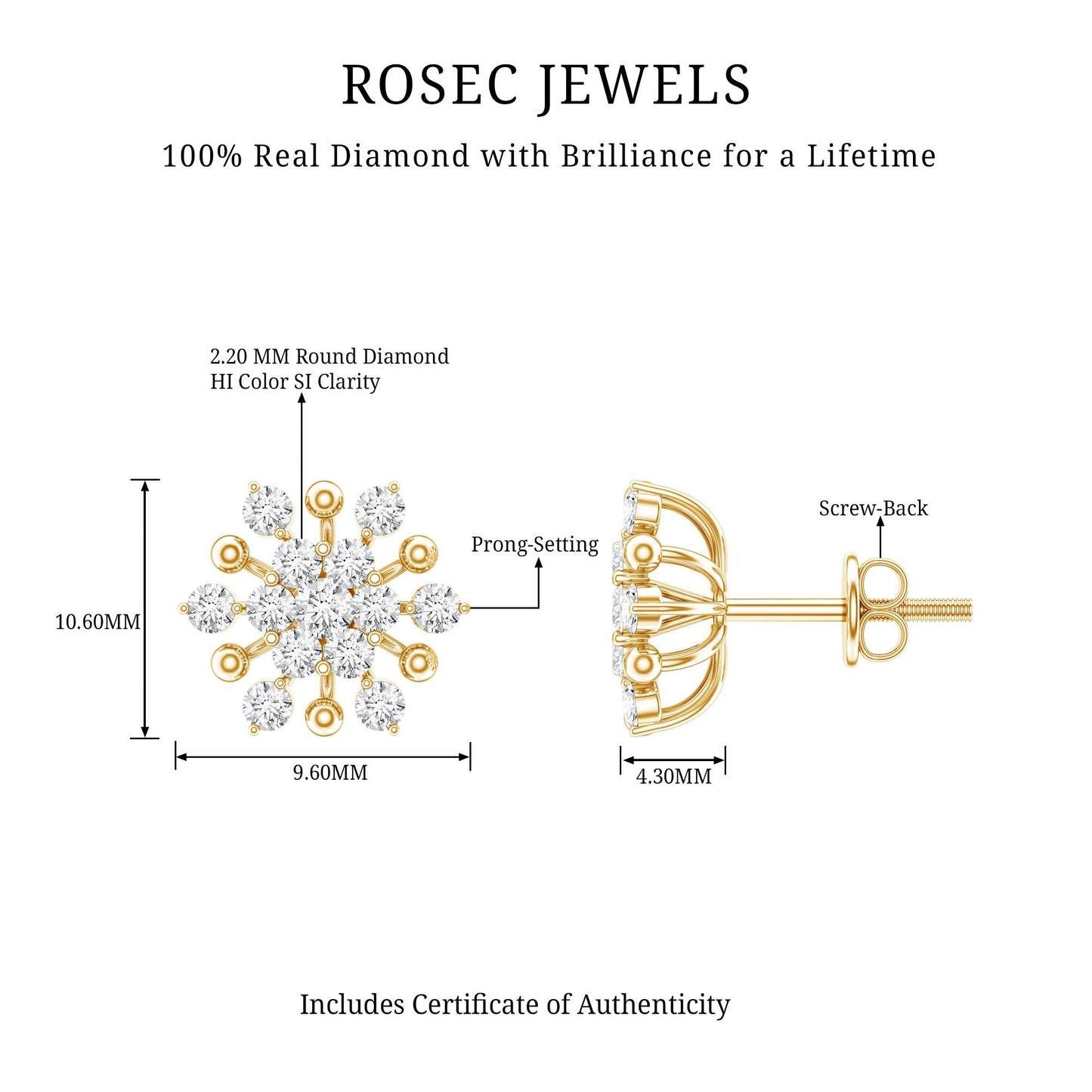 Diamond Cluster Stud Earrings