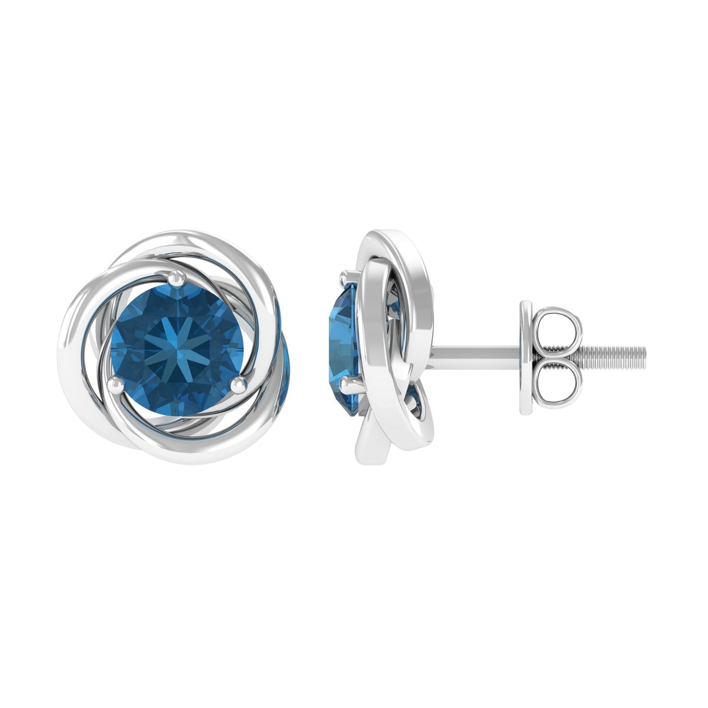1.2 Carat London Blue Topaz Swirl Stud Earrings for Women