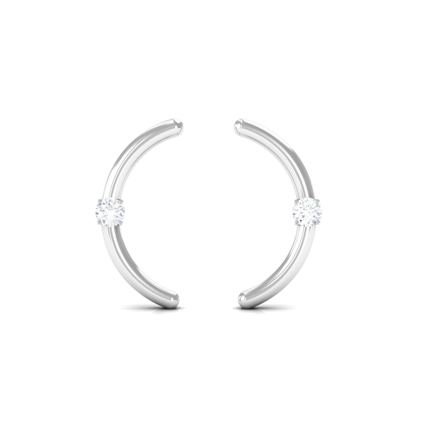 Certified Moissanite Curved Stud Earrings