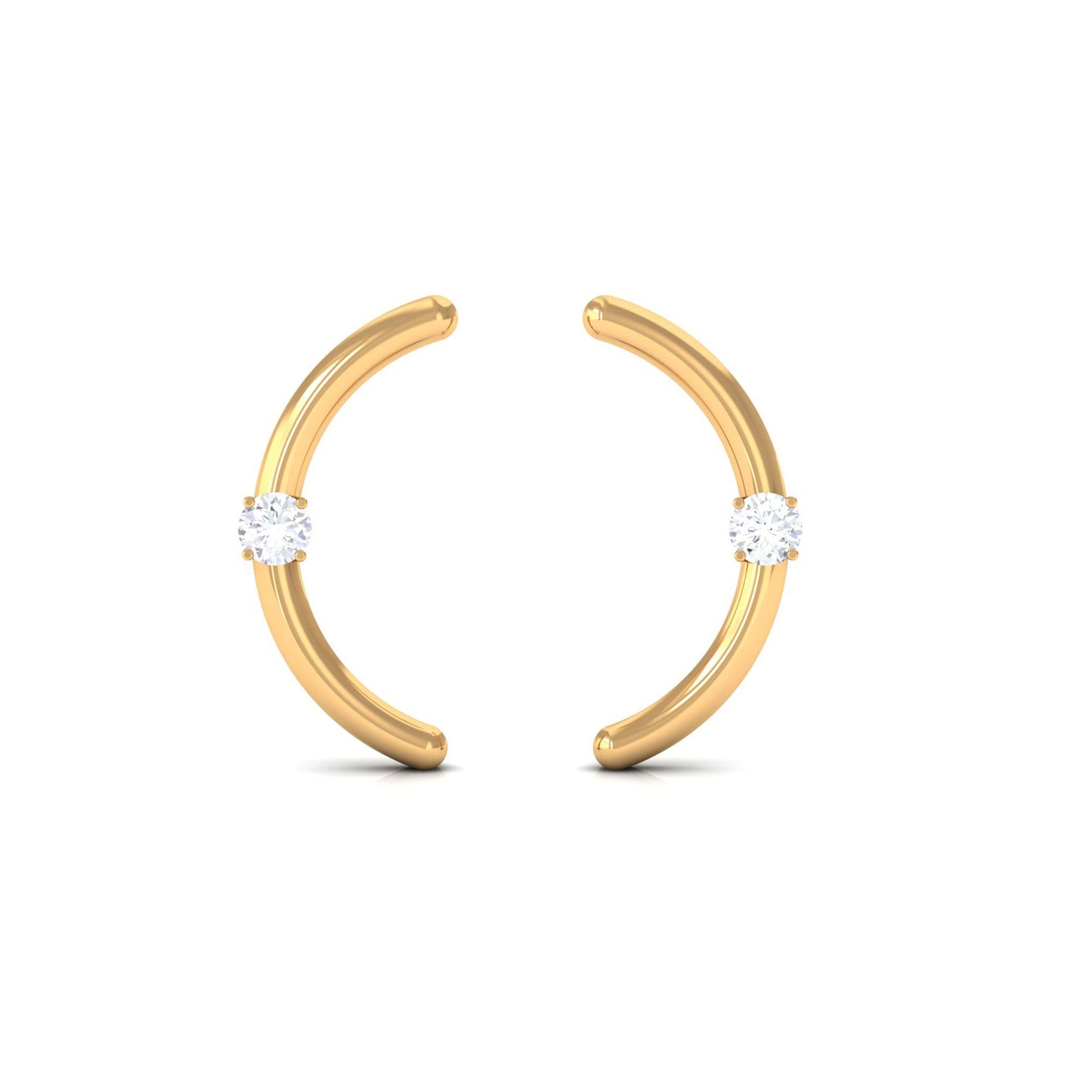 Certified Moissanite Curved Stud Earrings