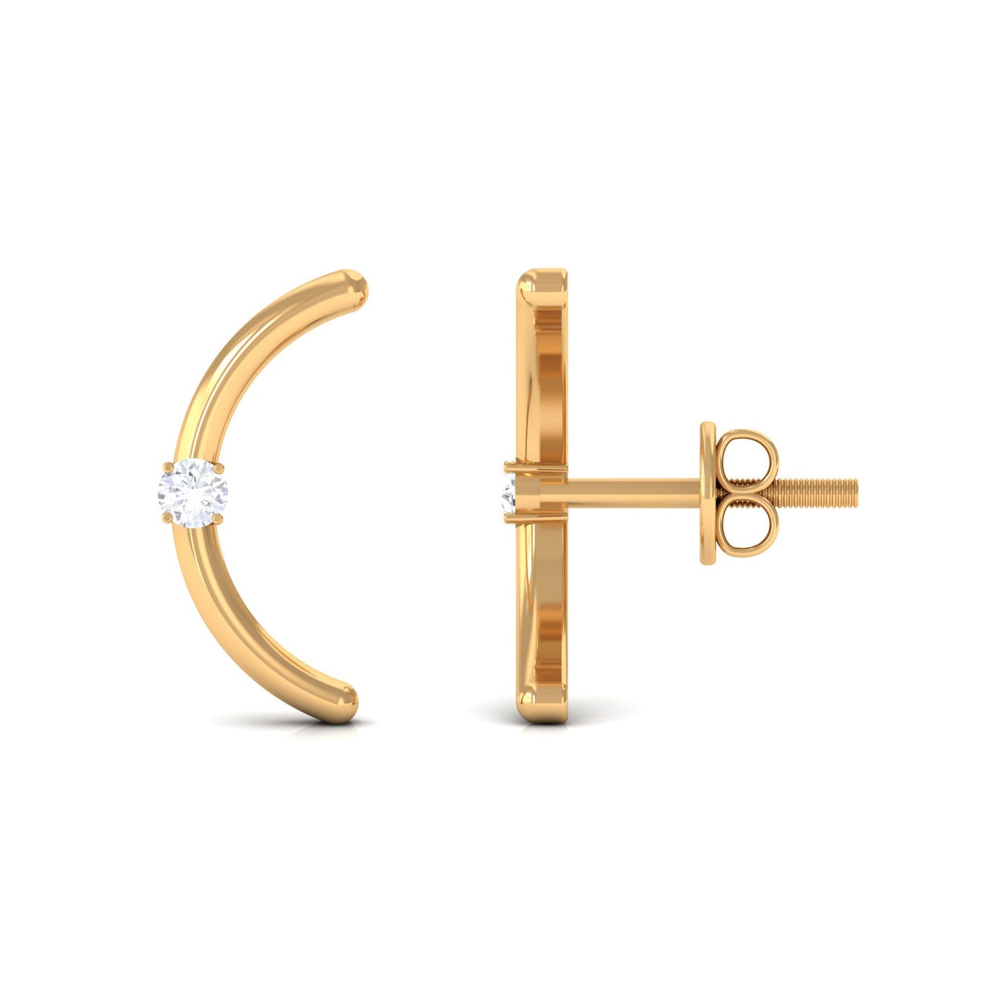 Certified Moissanite Curved Stud Earrings