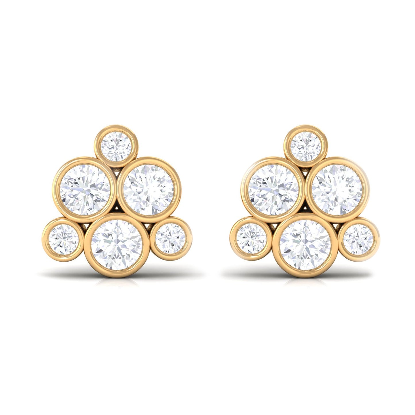Bezel Set Diamond Cluster Stud Earrings